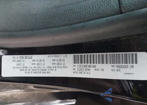 2015 Chrysler 200 Limited z USA, uszkodzony, nr VIN 1C3CCCAB3FN661480